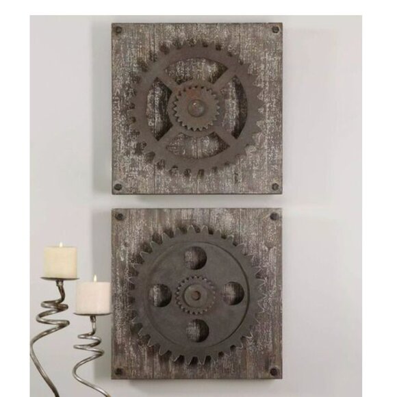 Uttermost Rustic Gears Wall Art (set of 2) - Picture 1 of 12